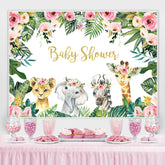 Dschungel Rosa Rose Und Baby Tiere babydusche Hintergrund